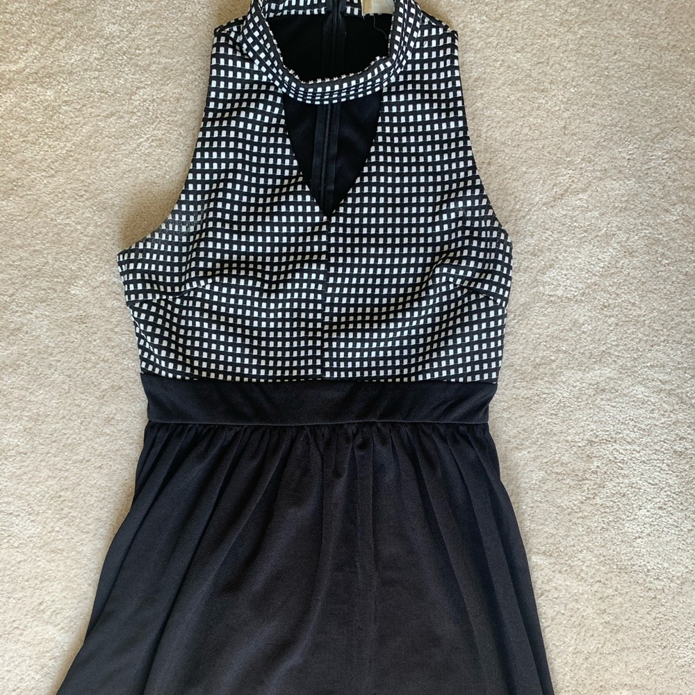 Black checkered cut out dress